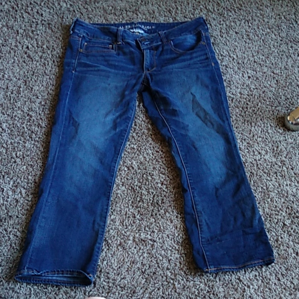 Amerian eagle blue denim jeans artist crop